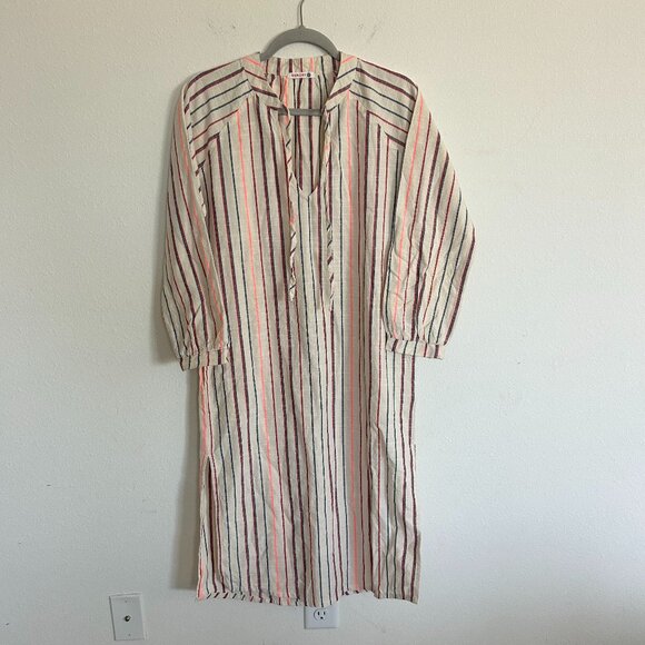 Sundry Coverup Striped Cotton Size 4/6 Tie-Neck Long Sleeve Tunic Loose S - Picture 2 of 8